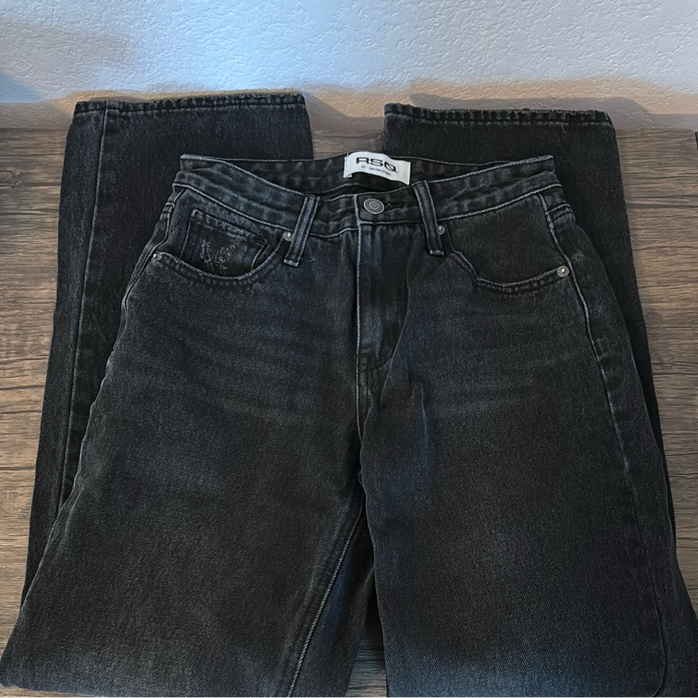 RSQ black low rise straight jeans size waist 24